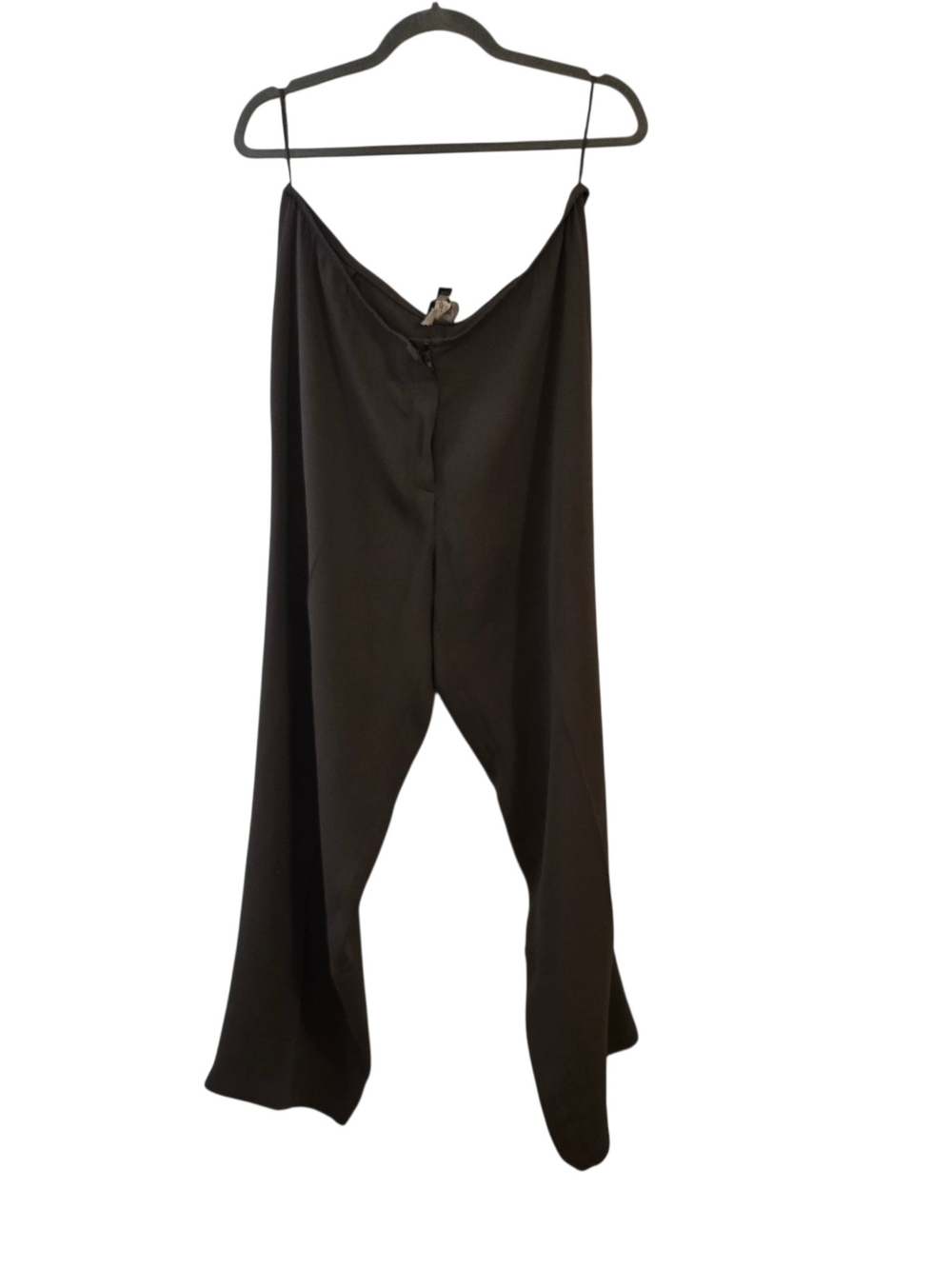 Eileen Fisher 100 Silk Gray Wide Straight-Leg Pants Flowy Minimalist Luxury Lg